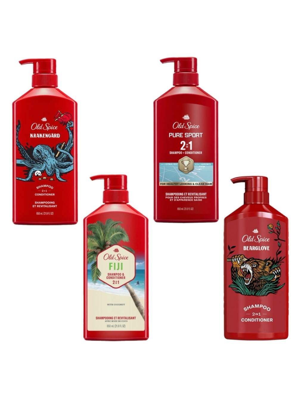 (4) Old Spice Shampoo & Conditioner